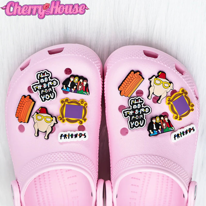 1pcs Friends Croc Charms Accessories Sneakers RACHEL Chandler Shoe Decorations Pins for Croc Woman Men Croc Jeans Dropshipping