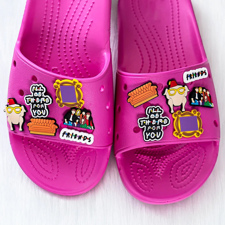 1pcs Friends Croc Charms Accessories Sneakers RACHEL Chandler Shoe Decorations Pins for Croc Woman Men Croc Jeans Dropshipping