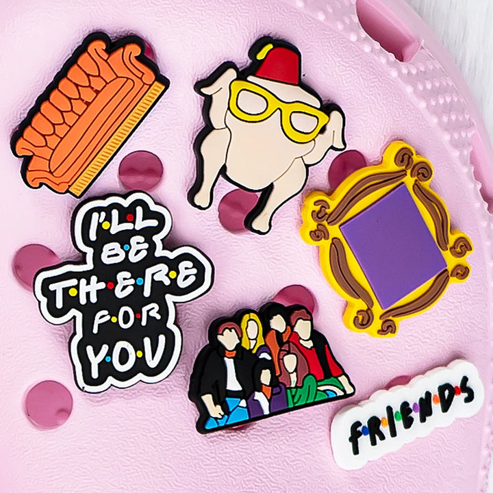 1pcs Friends Croc Charms Accessories Sneakers RACHEL Chandler Shoe Decorations Pins for Croc Woman Men Croc Jeans Dropshipping
