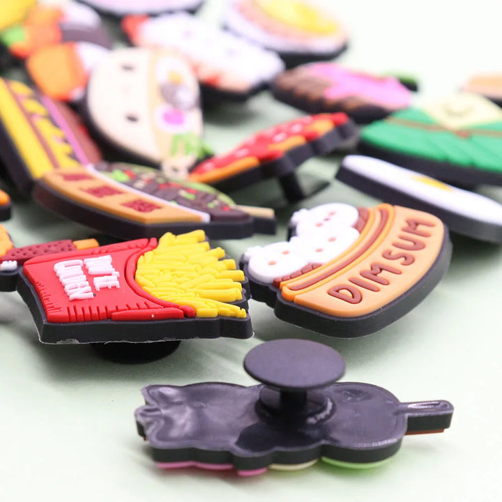1-20Pcs PVC Dim Sum Sandwich Sushi Egg Kids Shoe Charms Accessories Yummy Foods Shoe Button Fit DIY X-mas Present