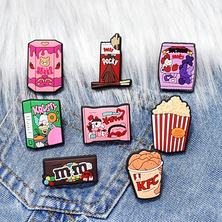 1Pcs Snack Series Brooch Popcorn Fried Drumstick Chocolate Bar Rainbow Candy Ice Cream Enamel Pins Food Brooche For Women Gifts