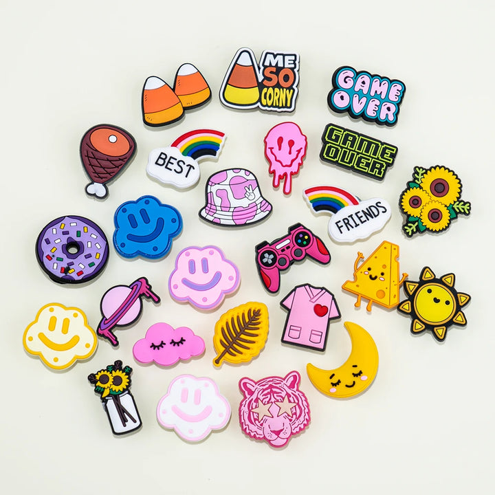 1PCS Nurse Uniforms Shoe Charms Accessories Sunflower Leaves Grape Pins Jeans Cheese Shoes Decoration Rainbow  Clog for Kisd