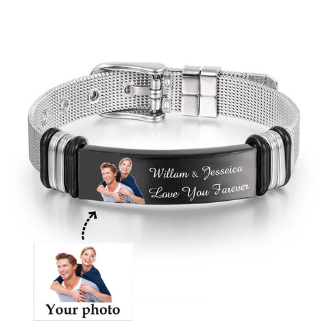 Cross-border Explosions Stainless Steel Bracelet Color Printing Bracelet Personalized Fashion Valentine's Day Gift Mesh Strap Bracelet Jewelry