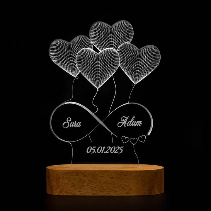 Personalized Valentine&#039;s Day Gift LED Art Light Creative Wedding Decoration Lit Balloon Heart Shape Desktop Night Light
