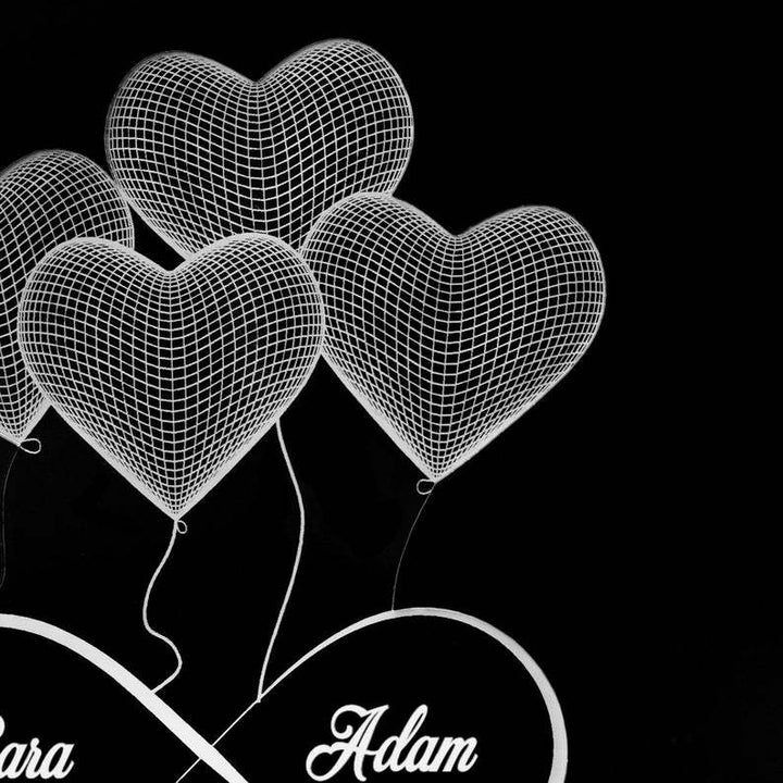Personalized Valentine&#039;s Day Gift LED Art Light Creative Wedding Decoration Lit Balloon Heart Shape Desktop Night Light